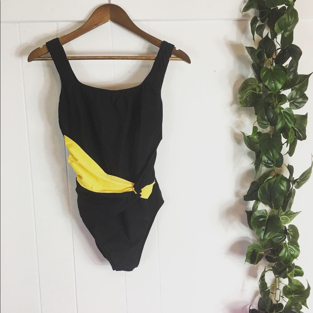 Black & Yellow Longitude One Piece Swimsuit!✨